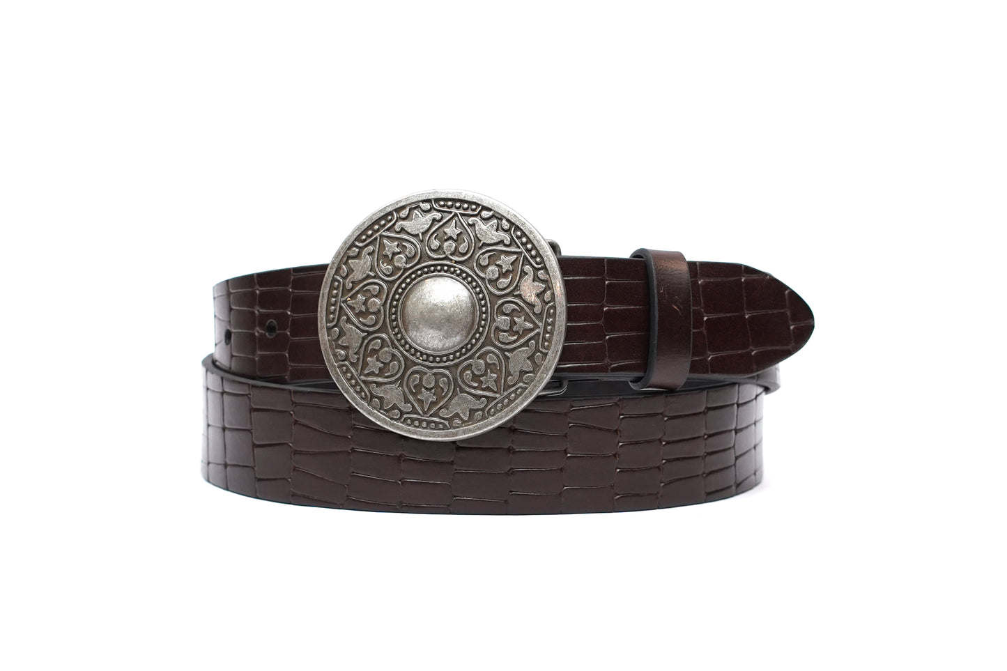 Blackford Croco Casual Medallion Leather Belt