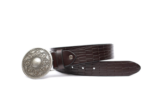 Blackford Croco Casual Medallion Leather Belt
