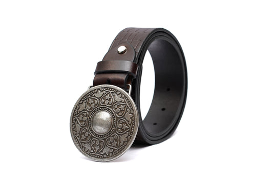 Blackford Croco Casual Medallion Leather Belt