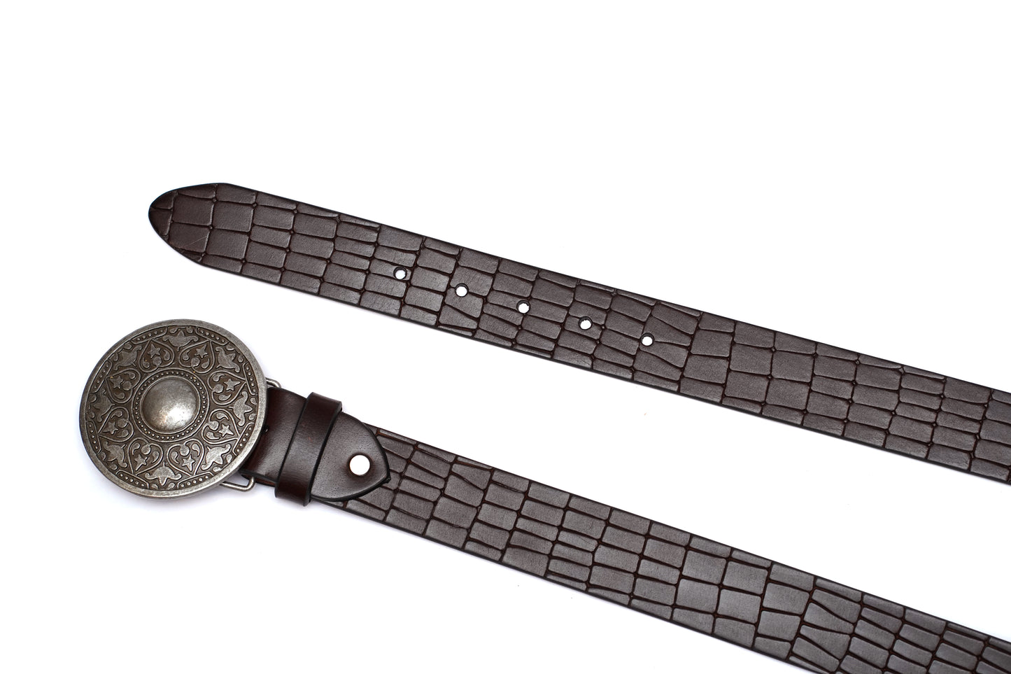 Blackford Croco Casual Medallion Leather Belt