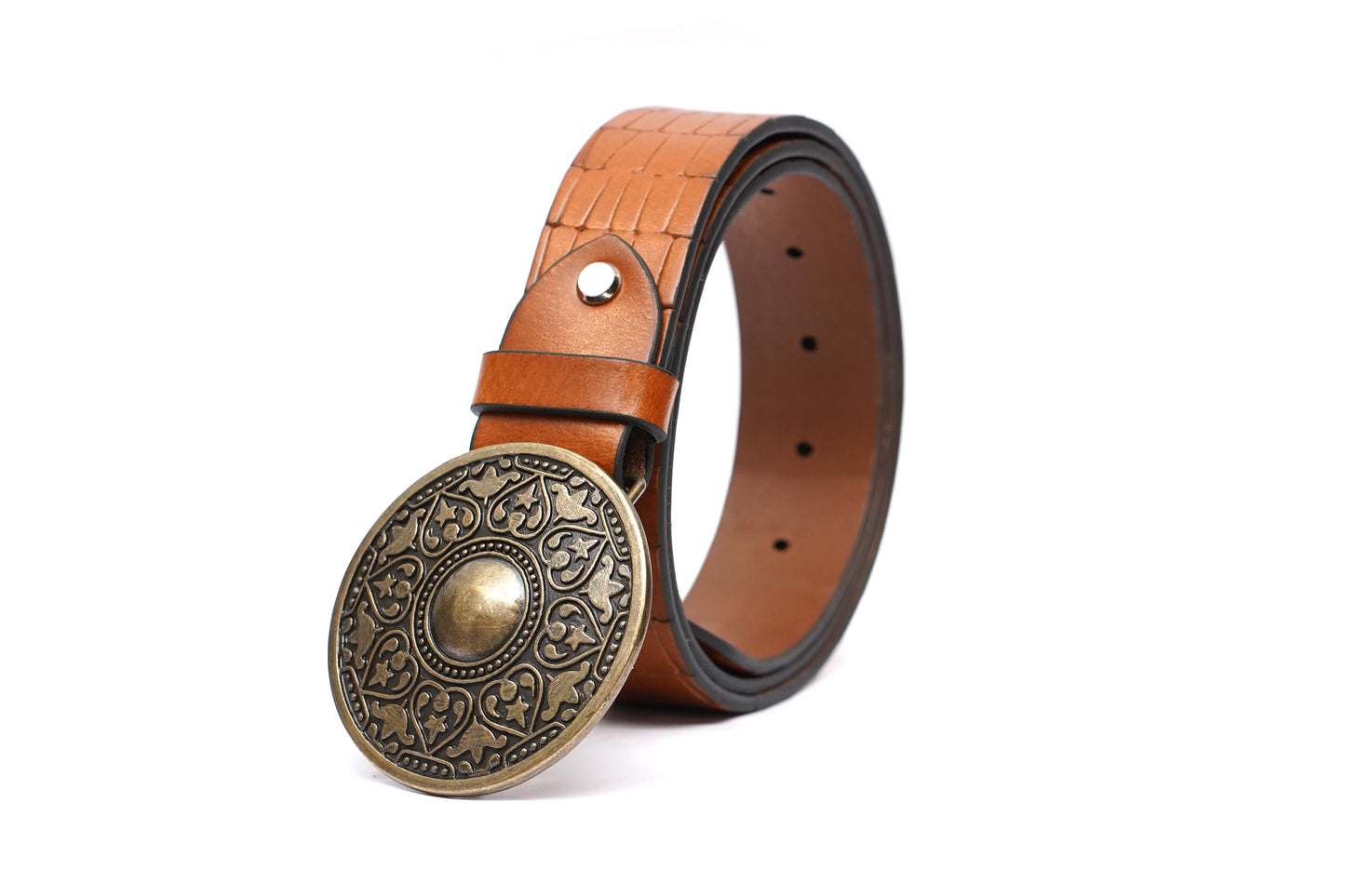 Blackford Croco Casual Medallion Leather Belt