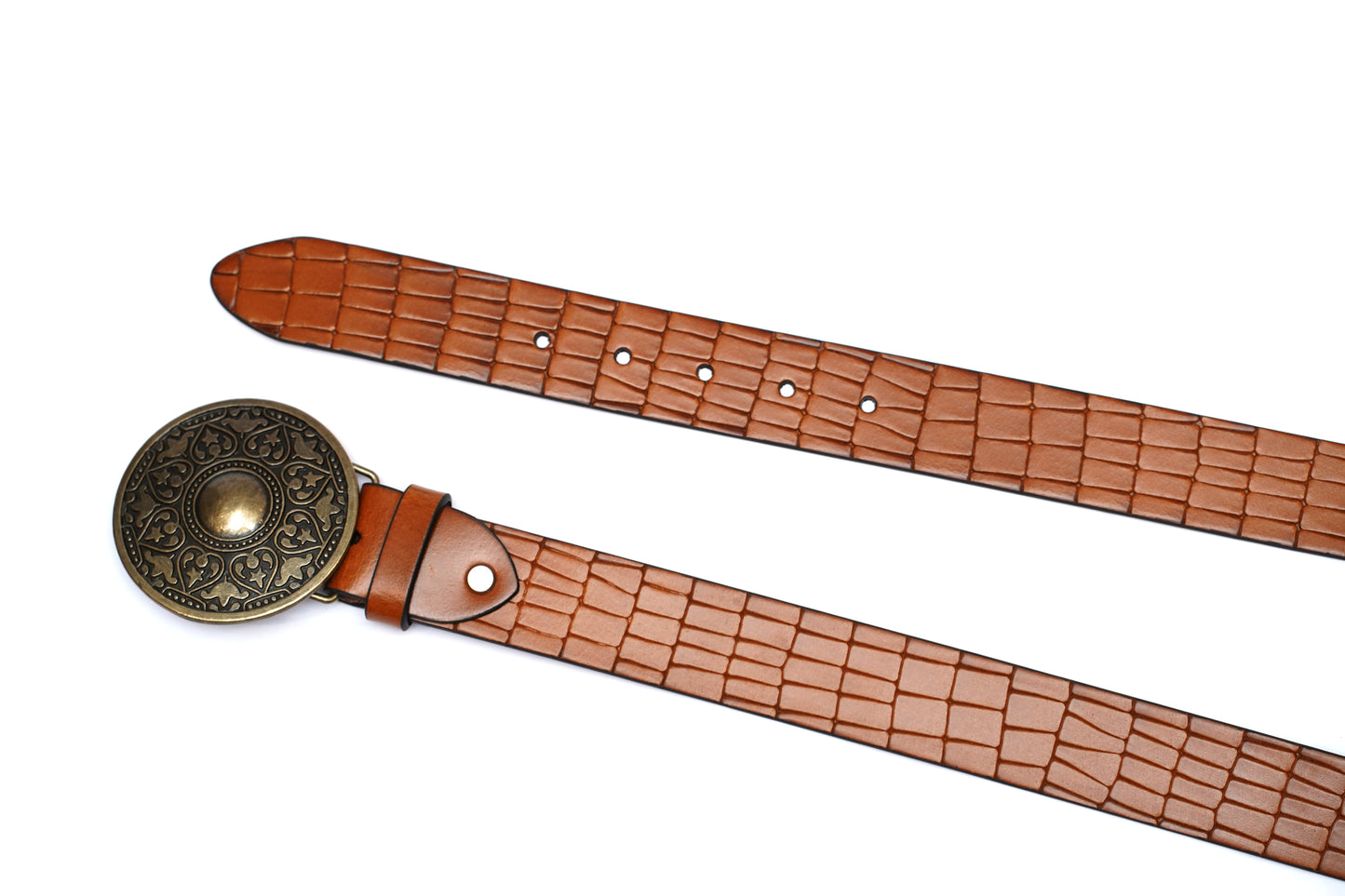 Blackford Croco Casual Medallion Leather Belt