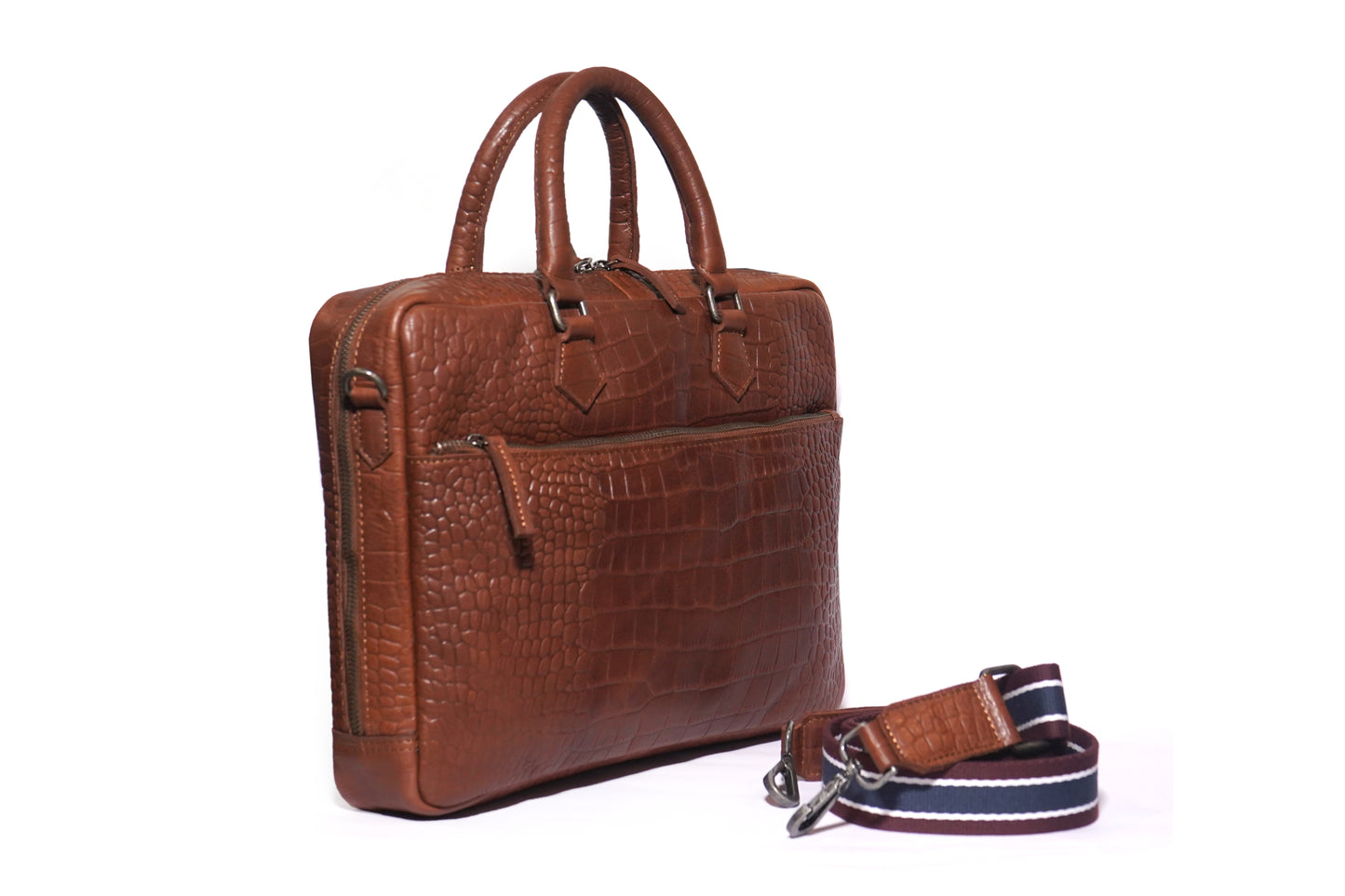 BLACKFORD CROCO LEATHER BAG-TAN