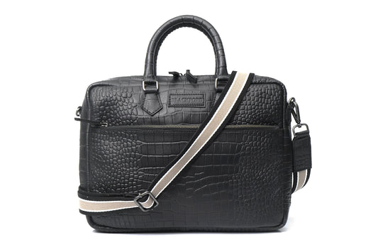 BLACKFORD CROCO LEATHER BAG-BLACK