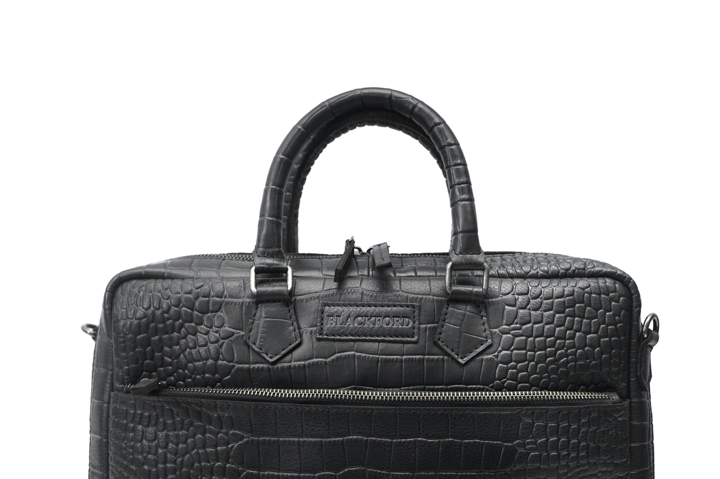 BLACKFORD CROCO LEATHER BAG-BLACK