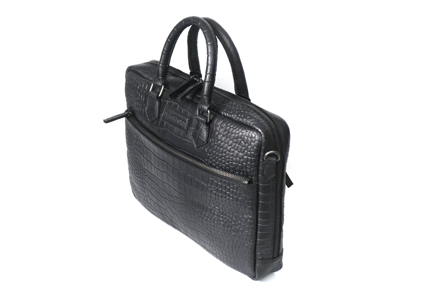BLACKFORD CROCO LEATHER BAG-BLACK